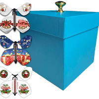 Blue Exploding Butterfly Christmas Gift Box With Christmas Flying Butterflies from butterflyers.com