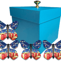 Blue Exploding Butterfly Christmas Box With Christmas Gift Flying Butterflies from butterflyers.com