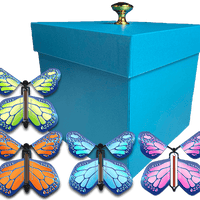 Blue Exploding Butterfly Gift Box With 4 Multi Cobalt Color Wind Up Flying Butterflies from butterflyers.com