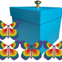 Blue Exploding Butterfly Gift Box With 4 Tye Dye Wind Up Flying Butterflies from butterflyers.com