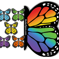 Rainbow Monarch Flying Butterfly Booklet with 5 multi color flying butterflies from butterflyers.com