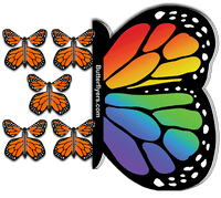 
              Rainbow Monarch Flying Butterfly Booklet with 5 Orange Monarch flying butterflies from butterflyers.com
            