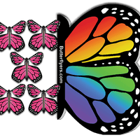 Rainbow Monarch Flying Butterfly Booklet with 5 Pink Monarch flying butterflies from butterflyers.com