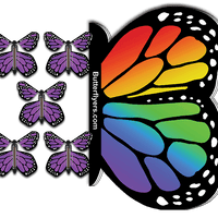 Rainbow Monarch Flying Butterfly Booklet with 5 Purple Monarch flying butterflies from butterflyers.com