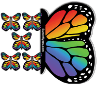 
              Rainbow Monarch Flying Butterfly Booklet with 5 Stained Glass Monarch flying butterflies from butterflyers.com
            