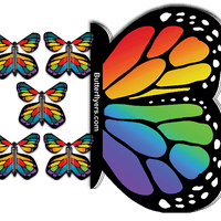 Rainbow Monarch Flying Butterfly Booklet with 5 Stained Glass Monarch flying butterflies from butterflyers.com