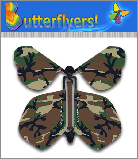 Cool Camo Wind Up Flying Butterfly For Greeting Cards from Butterflyers.com