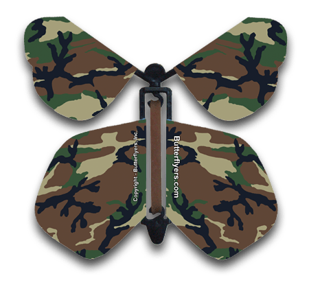 Cool Camo Wind Up Flying Butterfly For Greeting Cards from Butterflyers.com