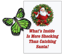 
              Santa Christmas Greeting Card With Green Monarch wind up flying butterfly from Butterflyers.com
            