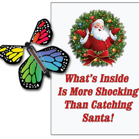 Santa Christmas Greeting Card With Rainbow Monarch wind up flying butterfly from Butterflyers.com