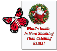 
              Santa Christmas Greeting Card With Red Monarch wind up flying butterfly from Butterflyers.com
            