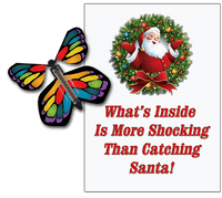 
              Santa Christmas Greeting Card With Stained Glass color wind up flying butterfly from Butterflyers.com
            