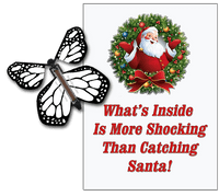 
              Santa Christmas Greeting Card With White Monarch wind up flying butterfly from Butterflyers.com
            