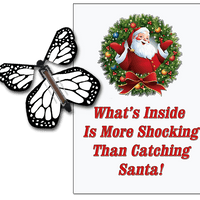 Santa Christmas Greeting Card With White Monarch wind up flying butterfly from Butterflyers.com