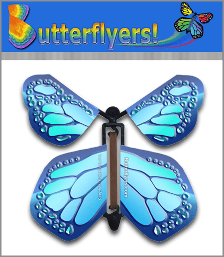 Cobalt Blue Wind Up Flying Butterfly For Greeting Cards by Butterflyers.com