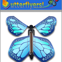 Cobalt Blue Wind Up Flying Butterfly For Greeting Cards by Butterflyers.com