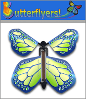 
              Cobalt Green Wind Up Flying Butterfly For Greeting Cards by Butterflyers.com
            