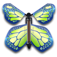 Cobalt Green Wind Up Flying Butterfly For Greeting Cards by Butterflyers.com