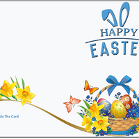 Easter Bunny Card With Flying Butterfly