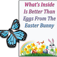 Easter Bunny Butterfly greeting card and Sky Blue flying butterfly from butterflyers.com