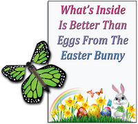 
              Easter Bunny Butterfly greeting card with Green flying butterfly from butterflyers.com
            