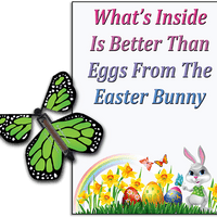 Easter Bunny Butterfly greeting card with Green flying butterfly from butterflyers.com
