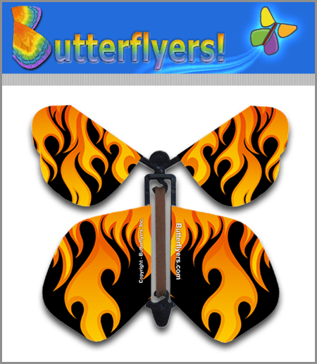 Flames Wind Up Flying Butterfly For Greeting Cards by Butterflyers.com