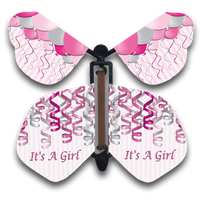 It's A Girl Wind Up Flying Butterfly For Greeting Cards by Butterflyers.com