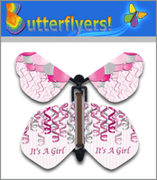 
              It's A Girl Wind Up Flying Butterfly For Greeting Cards by Butterflyers.com
            