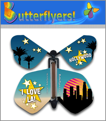 I Love LA Wind Up Flying Butterfly by For Greeting Cards Butterflyers.com