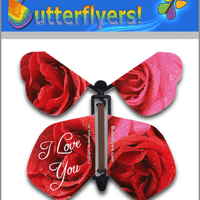 I Love You Wind Up Flying Butterfly For Greeting Cards by Butterflyers.com