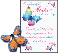 
              Mothers Day greeting card with Cobalt Orange wind up flying butterfly from butterflyers.com
            