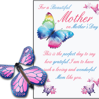 Mothers Day greeting card with Cobalt Pink wind up flying butterfly from butterflyers.com