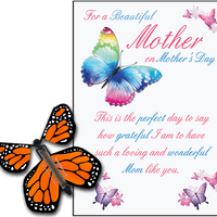 Mothers Day greeting card Orange with wind up flying butterfly from butterflyers.com