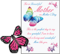 
              Mothers Day greeting card with Pink wind up flying butterfly from butterflyers.com
            