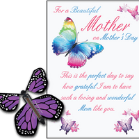 Mothers Day greeting card with Purple wind up flying butterfly from butterflyers.com