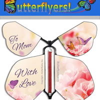 Packaged Mother's Day Wind Up Flying Butterfly For Explosion Boxes, Greeting Cards and books by Butterflyers.com