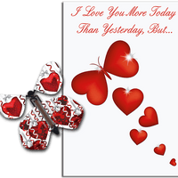 More Today Than Yesterday Greeting Card With Big Hearts Flying Butterfly from Butterflyers.comCard
