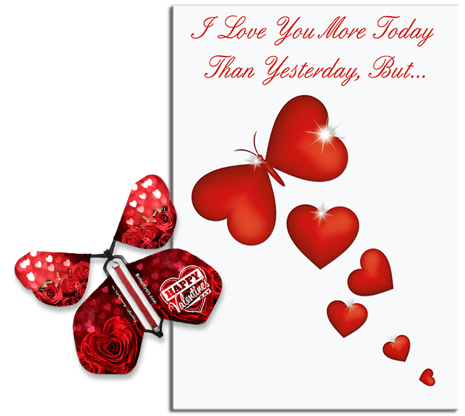 More Today Than Yesterday Greeting Card With Valentines Day Flying Butterfly from Butterflyers.com