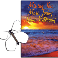 Miss You Much greeting card with Blank flying butterfly from butterflyers.com