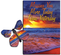 
              Miss You Much greeting card with Miss You Much flying butterfly from butterflyers.com
            