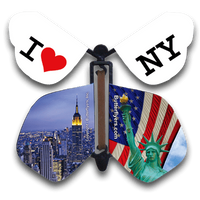 I Love New York Wind Up Flying Butterfly For Greeting Cards by Butterflyers.com