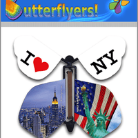 I Love New York Wind Up Flying Butterfly For Greeting Cards by Butterflyers.com