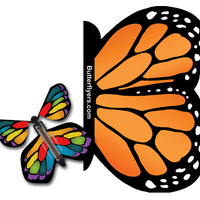 Orange Monarch Exploding Butterfly Card with Stained Glass Monarch wind up flying butterfly from butterflyers.com