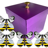 Purple Easter Exploding Butterfly Gift Box With 4 Bumble Bee Wind Up Flying Butterflies from butterflyers.com