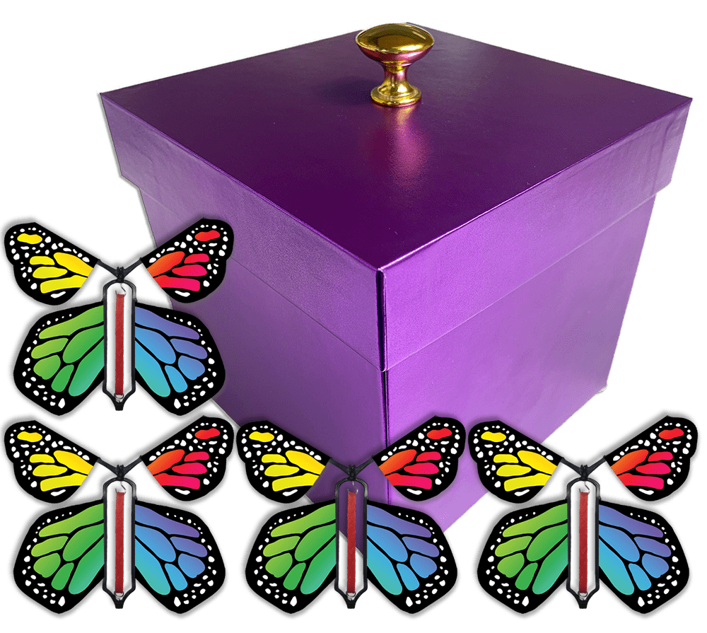 Purple Easter Exploding Butterfly Box With Wind Up Flying Butterflies ...