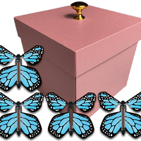 Pink Exploding Butterfly Gift Box With 4 Blue Monarch Wind Up Flying Butterflies from butterflyers.com