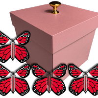 Pink Exploding Butterfly Gift Box With 4 Red Monarch Wind Up Flying Butterflies from butterflyers.com