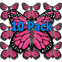 10-pack of Pink Monarch Wind Up Flying Butterfly For Greeting Cards by butterflyers.com