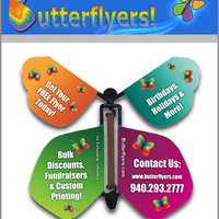 Custom Printed Wind Up Flying Butterfly For Greeting Cards or Promotions from Butterflyers.com